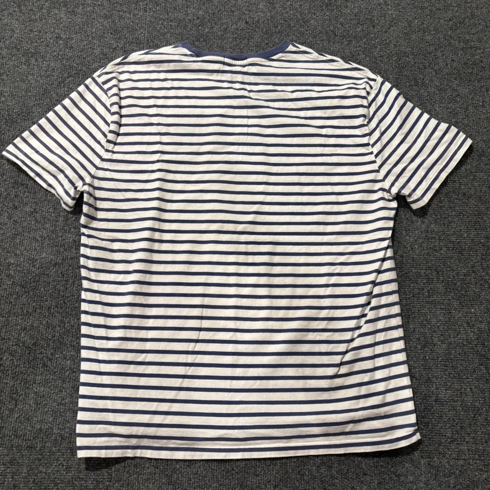Polo Ralph Lauren Mens Polo Bear Striped T-Shirt Navy White Classic Fit Large